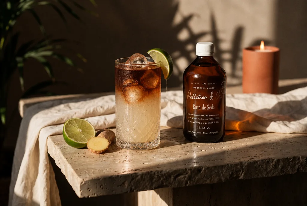 Dark ’N’ Stormy preparado con siropes Pelletier & Co.