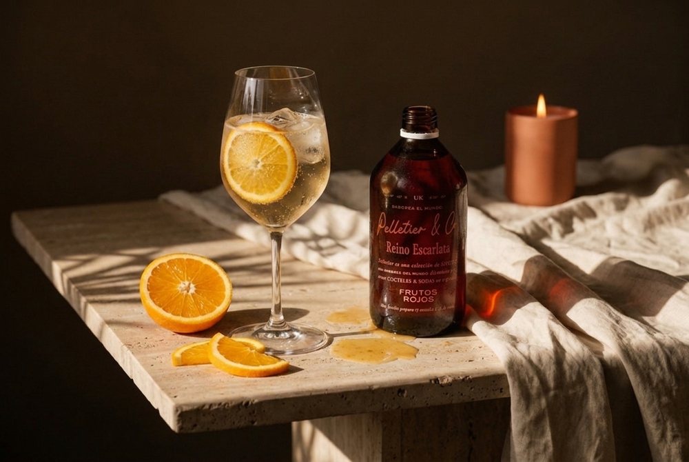 Falso Spritz preparado con siropes Pelletier & Co.